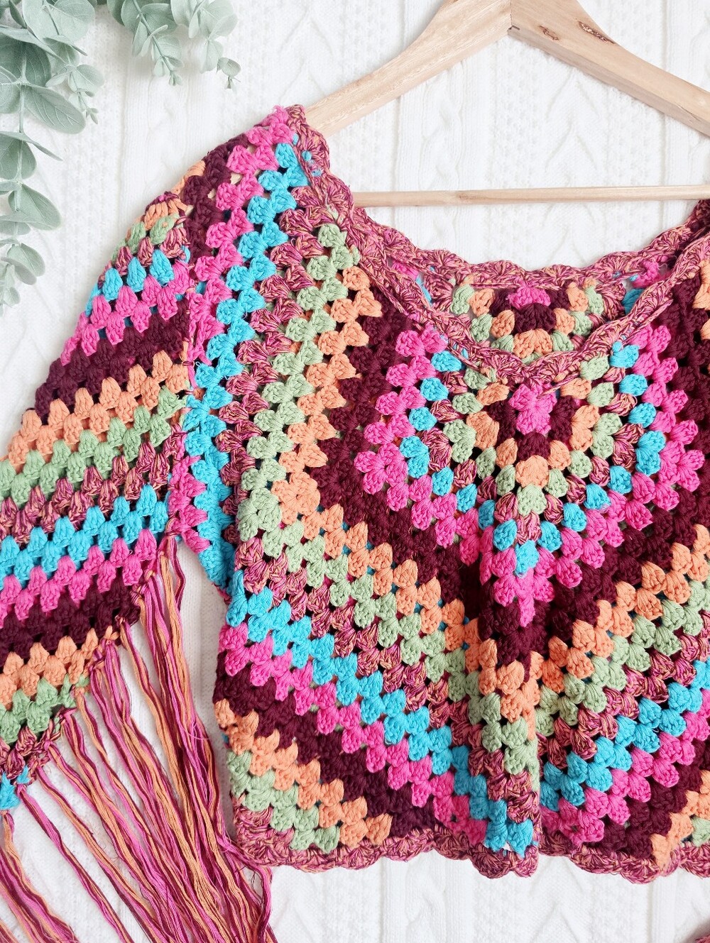 Spell & The Gypsy Joni Crochet Top Fringe Boho Festival Crop Cotton Sweater M/L - Picture 9 of 10